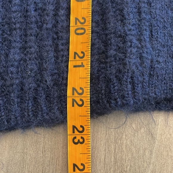 Aerie Navy Blue Wool Fuzzy Ribbed Sweater Tie Cardigan Long Sleeve NWOT - Picture 6 of 13